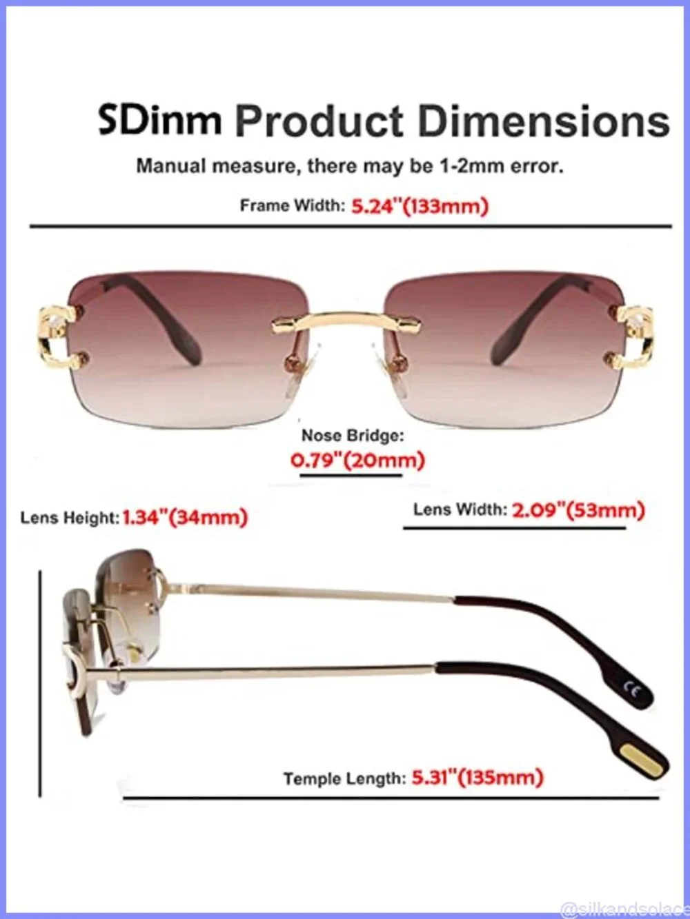 Rimless Rectangle Sunglasses Ultralight UV400 Shield Y2K Unisex Eyewear